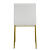 White Leather Guest Chair with Brushed Gold Stainless Legs (Set of Two)