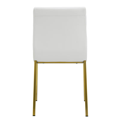 White Leather Guest Chair with Brushed Gold Stainless Legs (Set of Two)