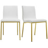 White Leather Guest Chair with Brushed Gold Stainless Legs (Set of Two)