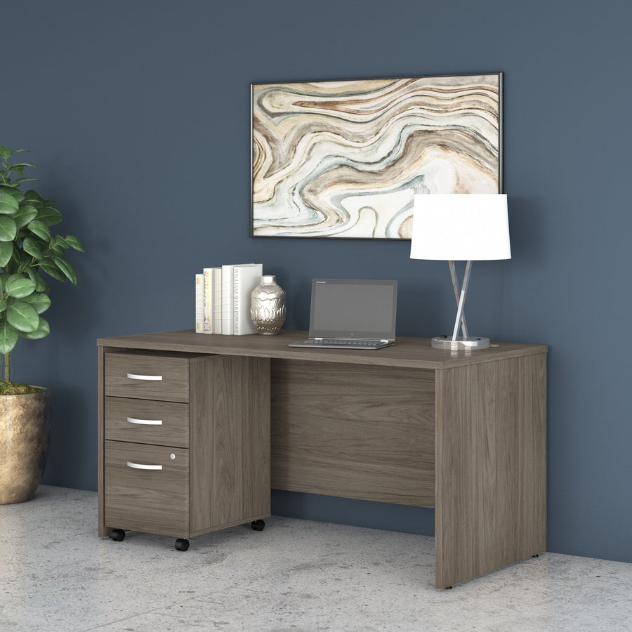 Modern Hickory 60" Rugged Executive Desk with Mobile Pedestal