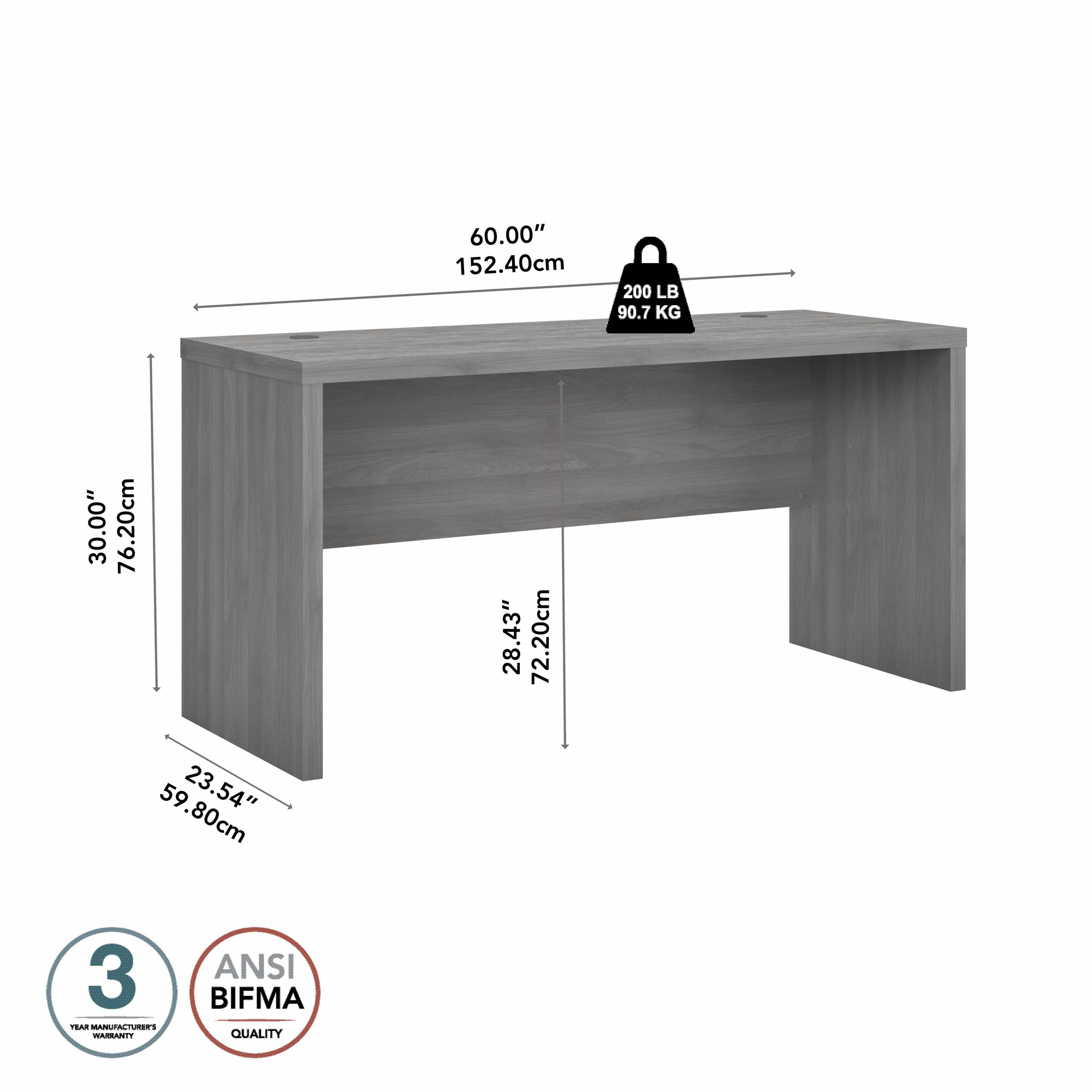 60" Modern Narrow Office Desk in Modern Gray