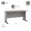 60" Rugged Modern Office Desk in Platinum Gray