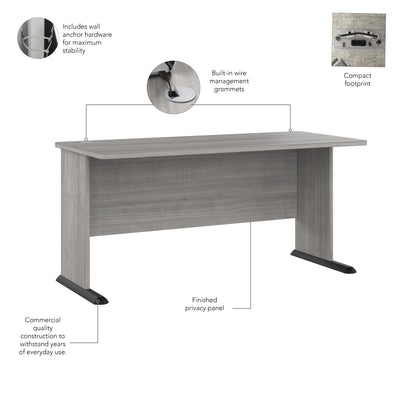 60" Rugged Modern Office Desk in Platinum Gray