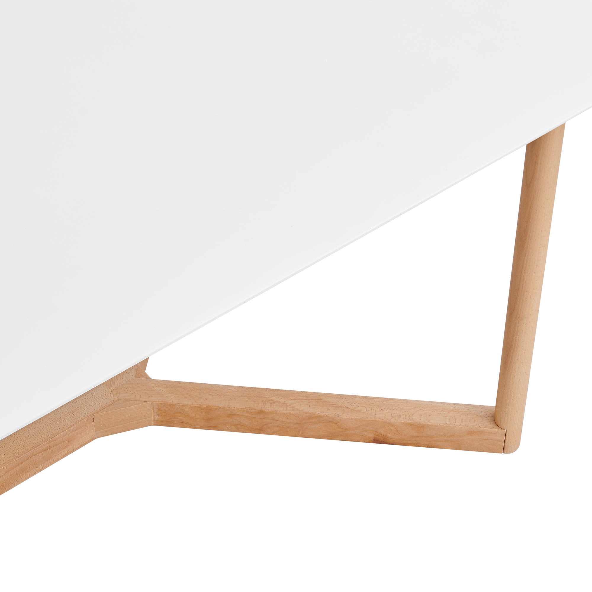 Scandinavian 79" Office Desk with Matte White Lacquer Top & Beech Wood Base