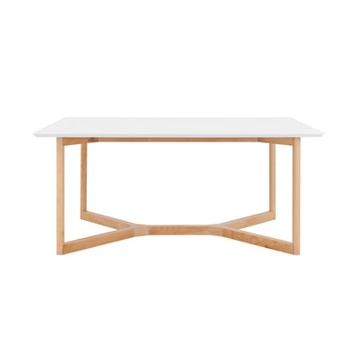 63" Matte White Natural Beech Wood Executive Office Desk