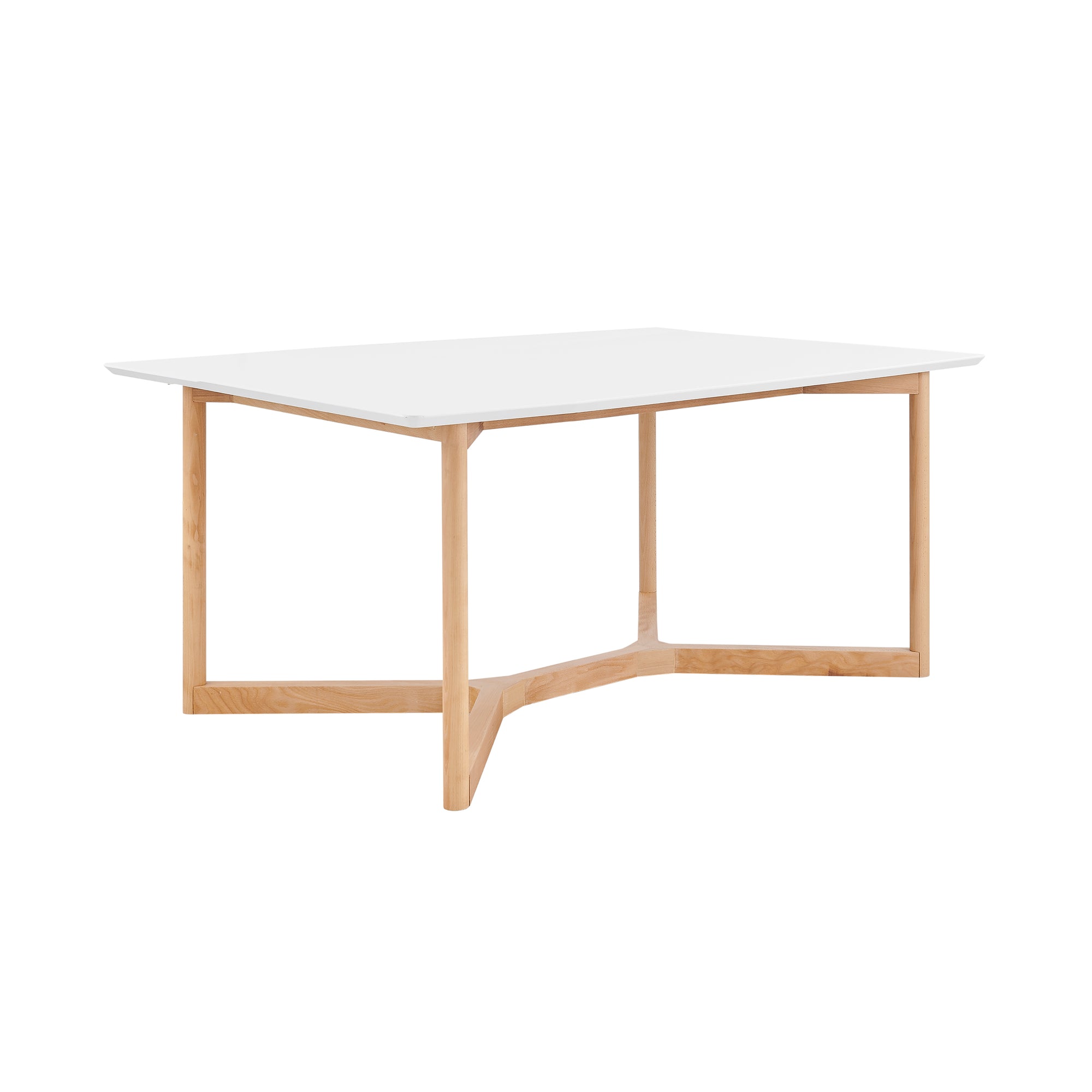 63" Matte White Natural Beech Wood Executive Office Desk