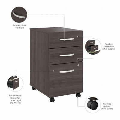 Modern 60" Storm Gray Workstation with 3-Drawer Mobile File
