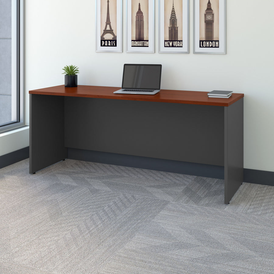 72" Narrow Executive Desk in Hansen Cherry/Graphite Gray