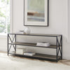 60" Industrial X-Frame Steel & Gray Woodgrain Credenza