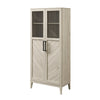 68" Birch Cabinet/Bookshelf with Chevron-Patterned Doors