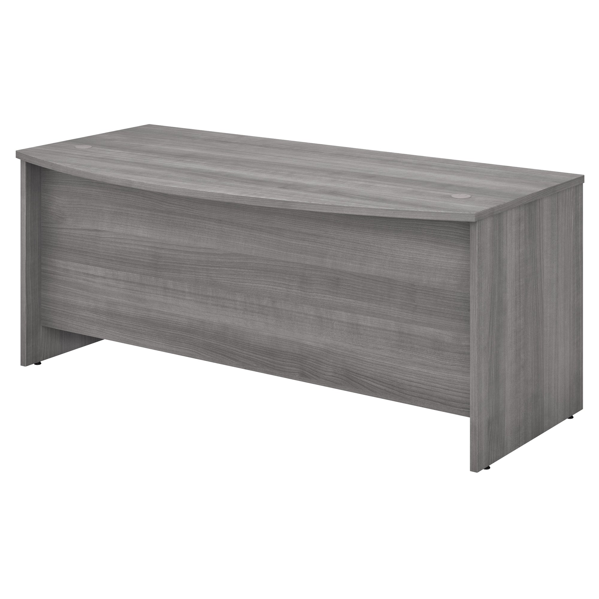 72" Modern Bow-Front Office Desk with Privacy Panel in Platinum Gray