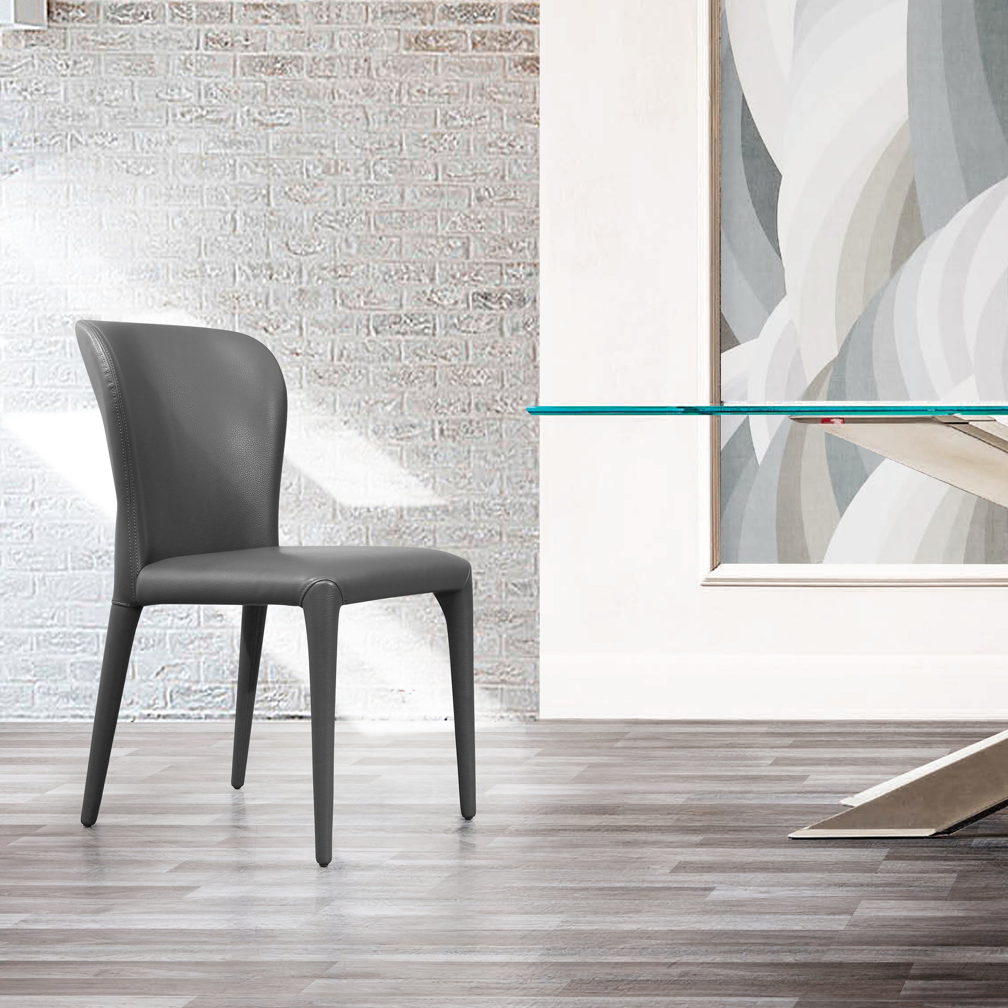 Sleek Gray Leatherette Office Chair by Whiteline (Set of 2)