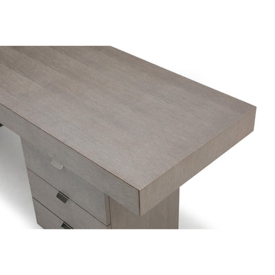 71" Modern Executive Desk with Side Drawers in Gray Oak