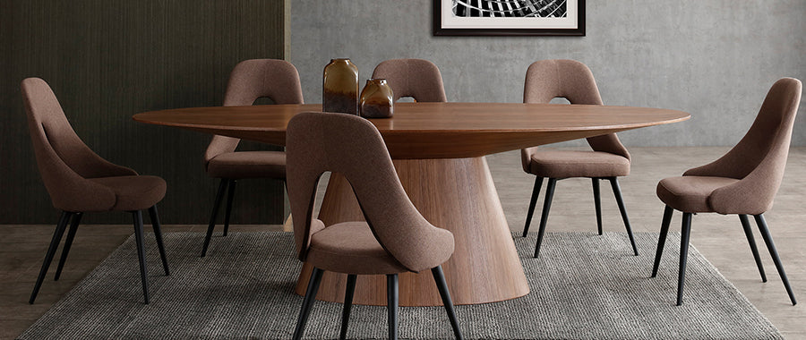 95" Modern Walnut Veneer Oval Conference Table