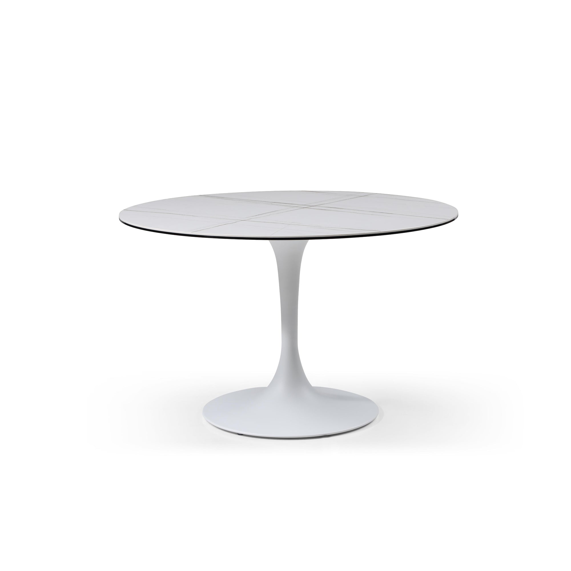 Round 47" Ceramic Meeting Table with White Ceramic Top