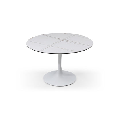 Round 47" Ceramic Meeting Table with White Ceramic Top