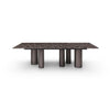 108" High-Gloss Brown Marble Conference Table with Bronze Legs