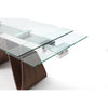 63" -94" Glass & Walnut Extending Office Desk or Conference Table