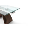 63" -94" Glass & Walnut Extending Office Desk or Conference Table