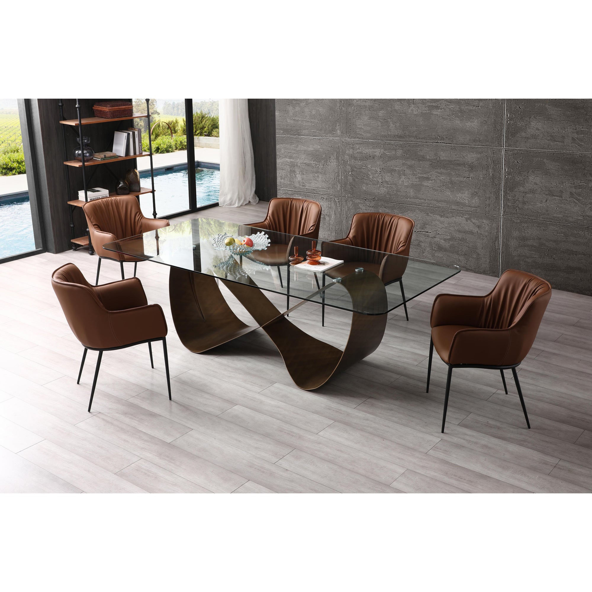 Brushed Bronze 94" Conference Table with Tempered Glass Top