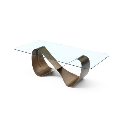 Brushed Bronze 94" Conference Table with Tempered Glass Top