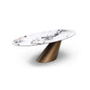 Marbled Ceramic 94" Oval Conference Table with Brushed Bronze Base