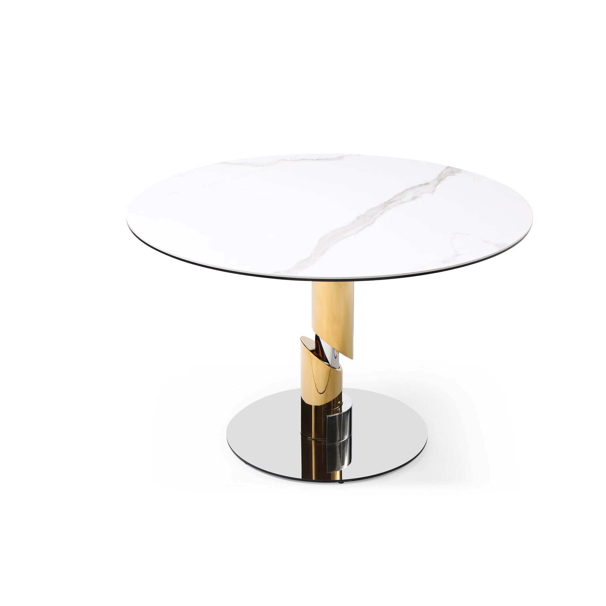 47" Round Meeting Table with Gold Split-Column Base