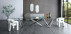 142" Uber Modern Glass Conference Table with Unique Base in Brushed Nickel