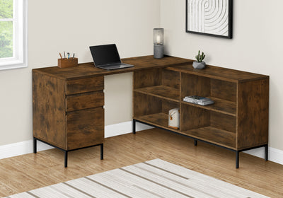 L-Shaped 60" Brown Contemporary Office Desk