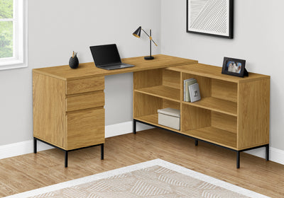 L-Shaped 60" Natural Contemporary Office Desk