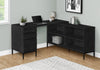 L-Shaped 60" Black Contemporary Office Desk