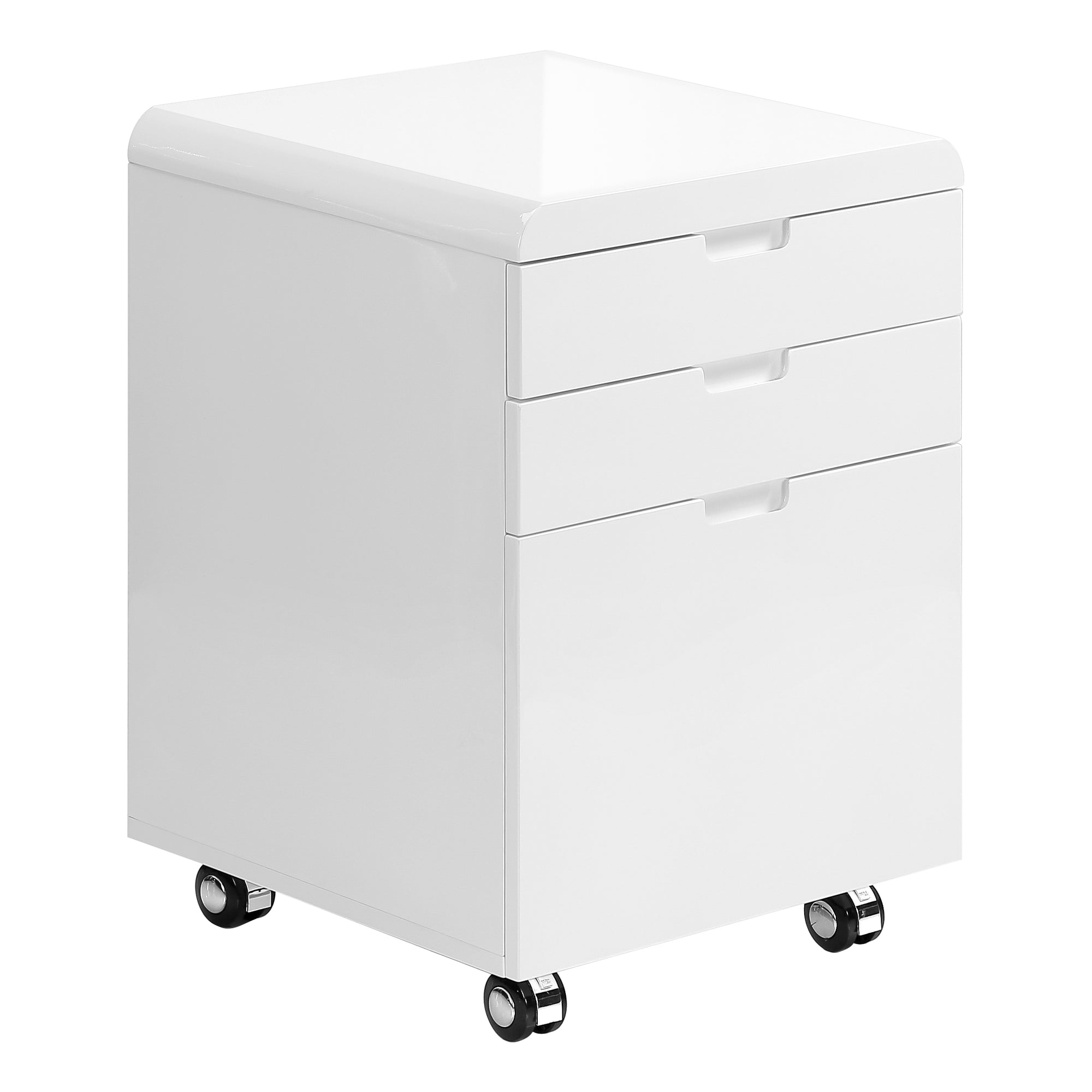 Modern White 18" Gloss Mobile File Cabinet