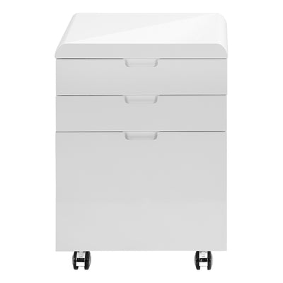 Modern White 18" Gloss Mobile File Cabinet