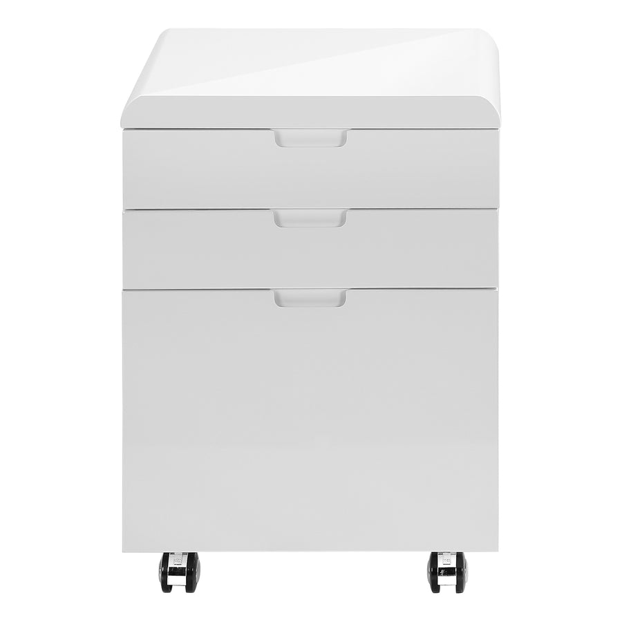 Modern White 18" Gloss Mobile File Cabinet