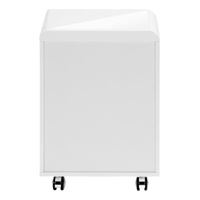 Modern White 18" Gloss Mobile File Cabinet