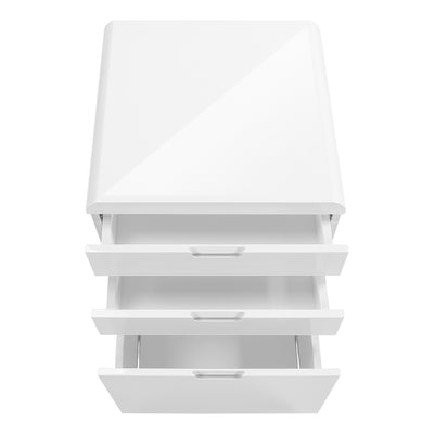 Modern White 18" Gloss Mobile File Cabinet