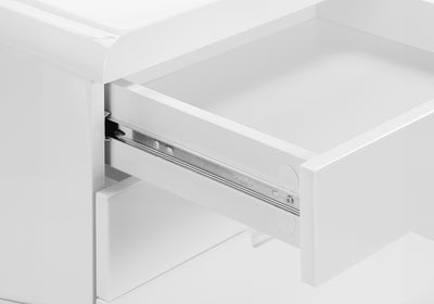 Modern White 18" Gloss Mobile File Cabinet