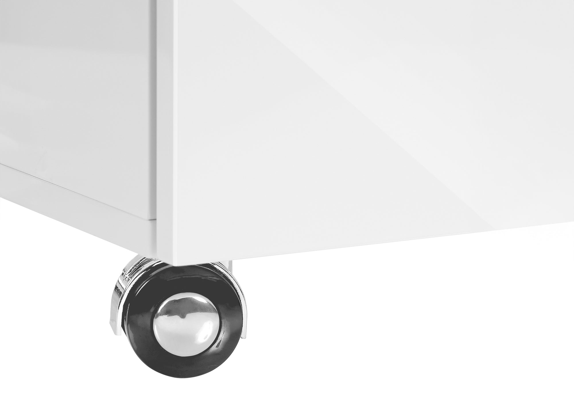 Modern White 18" Gloss Mobile File Cabinet