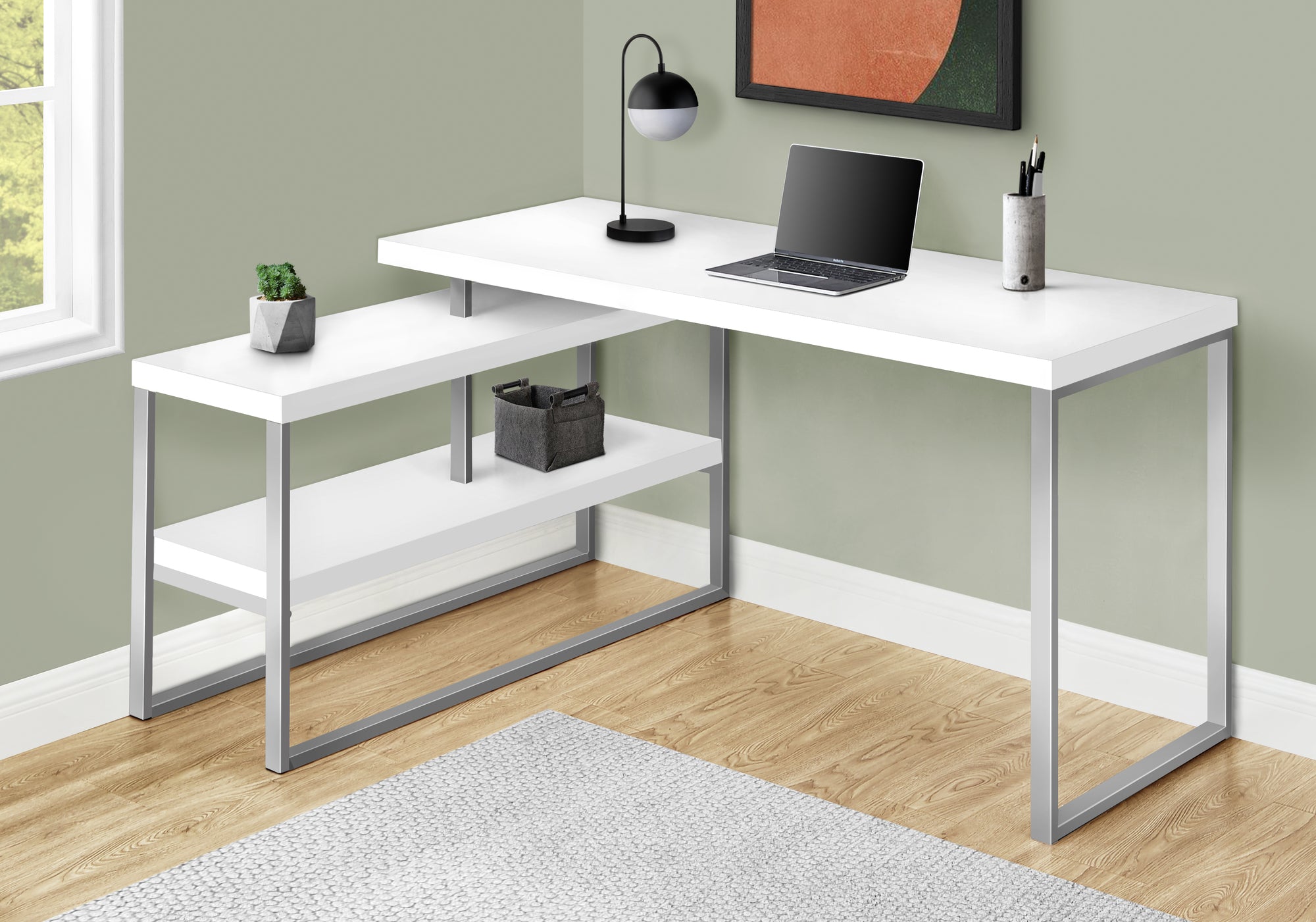 L-Shaped 60" Corner Desk with Storage