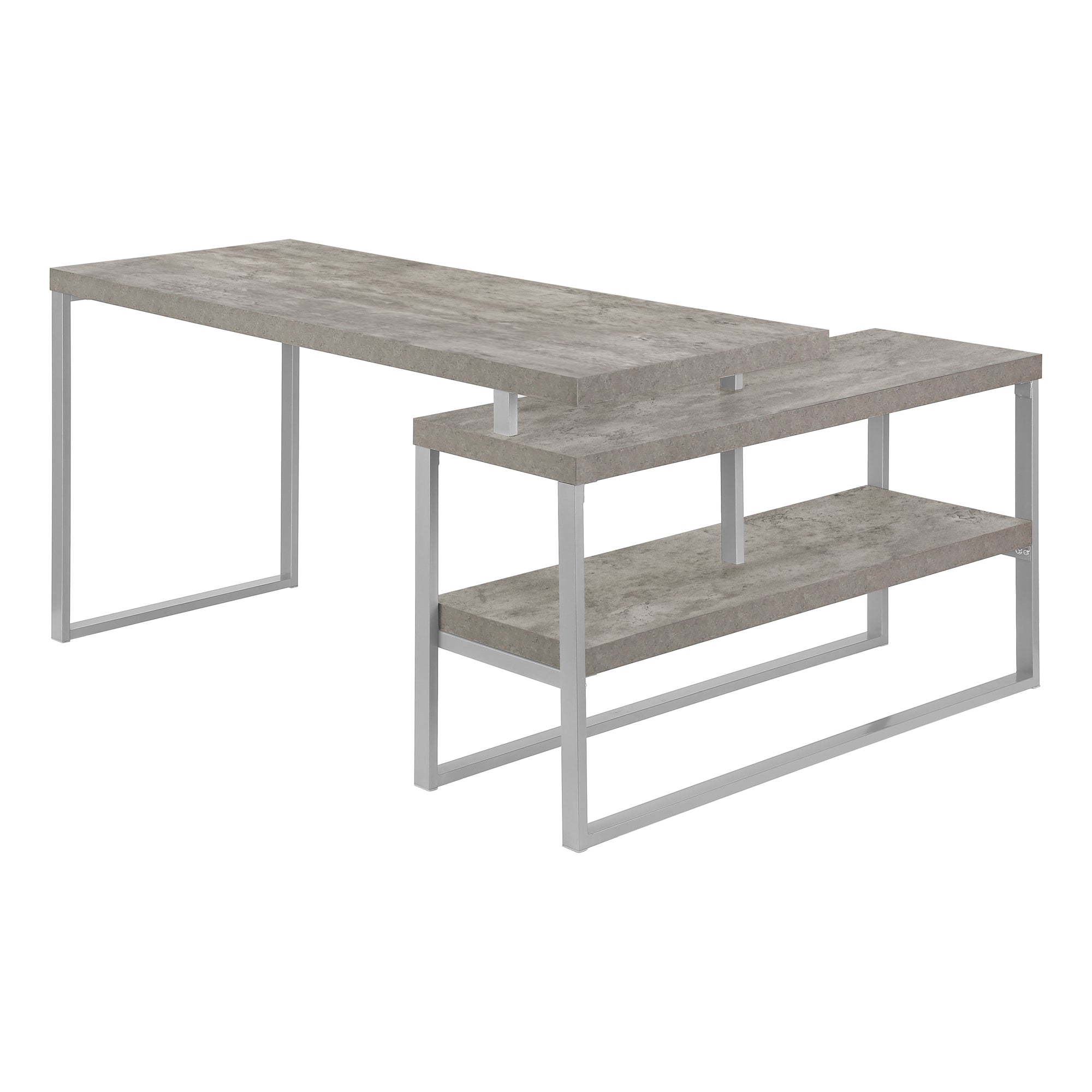 L-Shaped 60" Grey Corner Desk with Storage