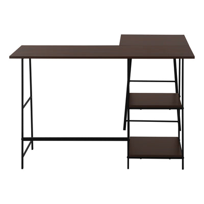 47" Industrial-Style L-Shaped Writing Desk with Open Shelves