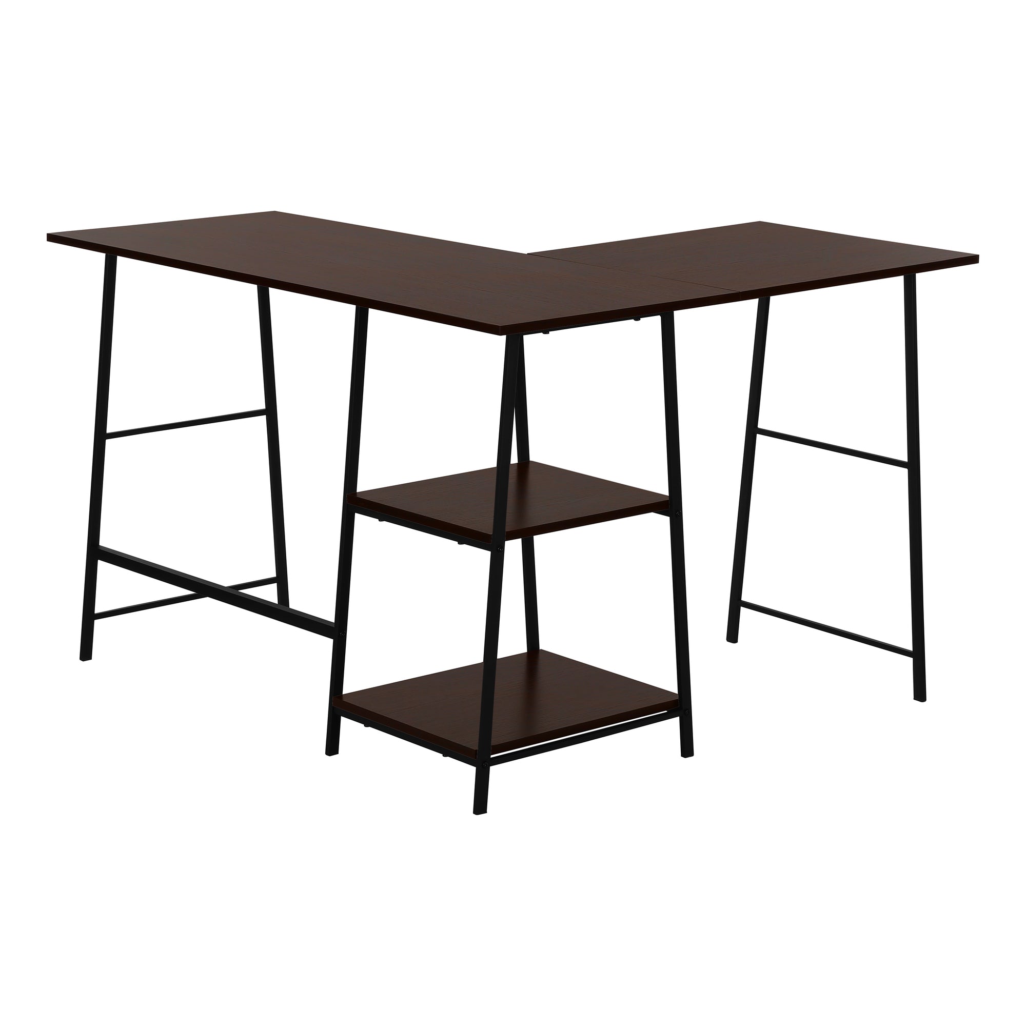 47" Industrial-Style L-Shaped Writing Desk with Open Shelves
