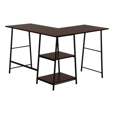 47" Industrial-Style L-Shaped Writing Desk with Open Shelves