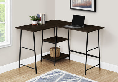47" Industrial-Style L-Shaped Writing Desk with Open Shelves