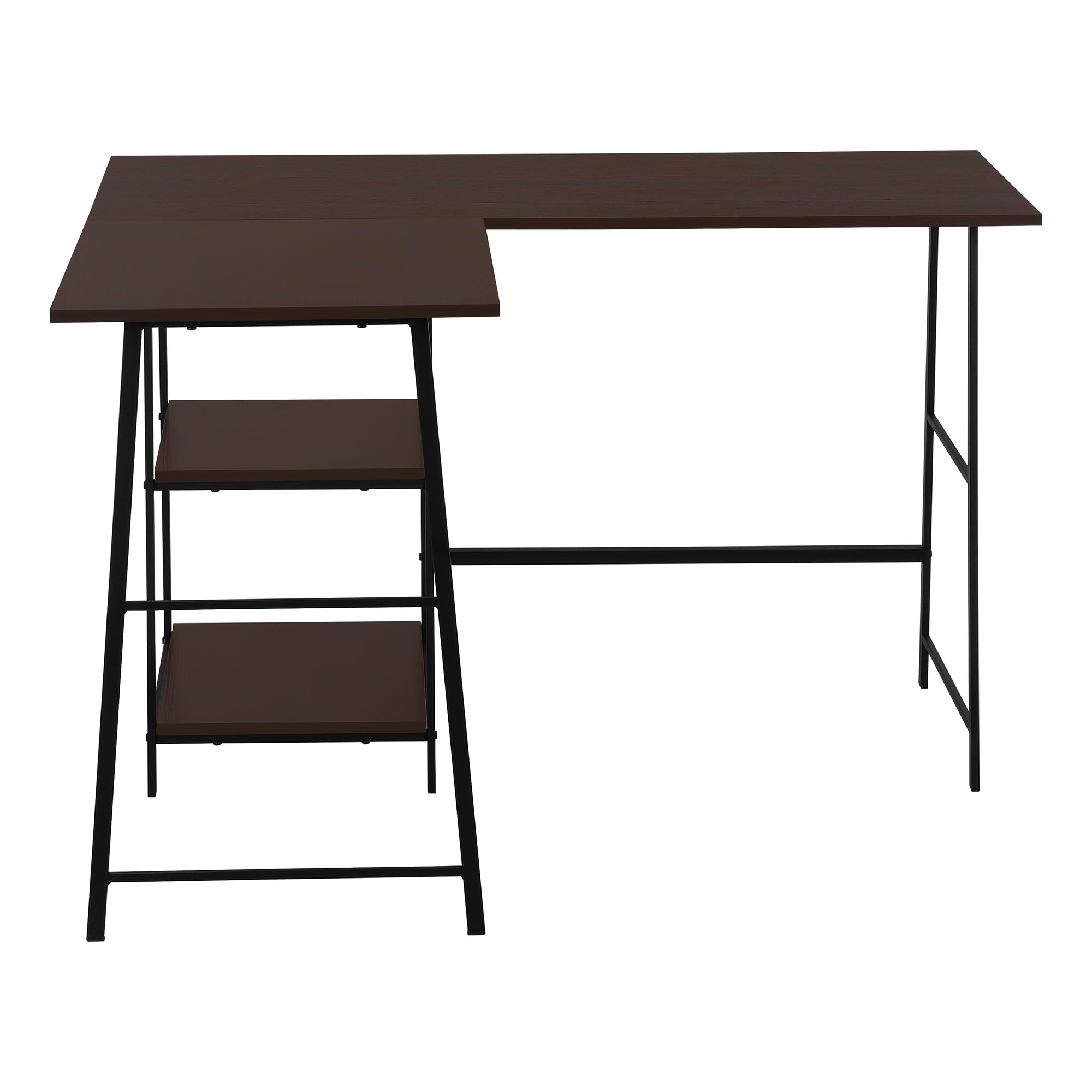 47" Industrial-Style L-Shaped Writing Desk with Open Shelves