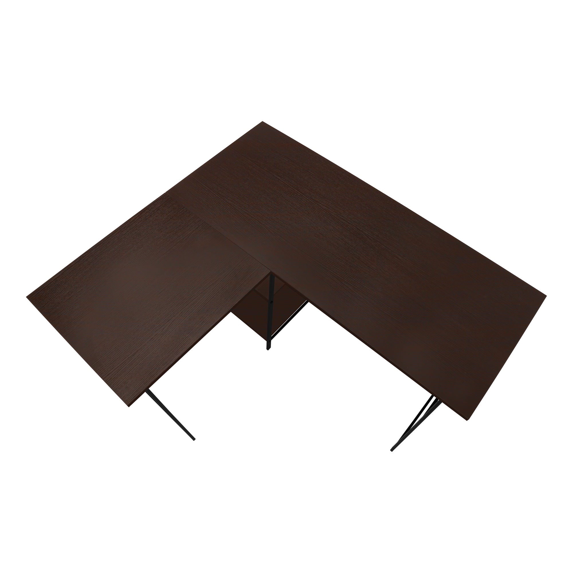 47" Industrial-Style L-Shaped Writing Desk with Open Shelves