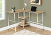 47" Natural Industrial-Style L-Shaped Writing Desk with Open Shelves