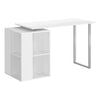 White 55" Modern Desk with Storage and U-Shaped Metal Legs