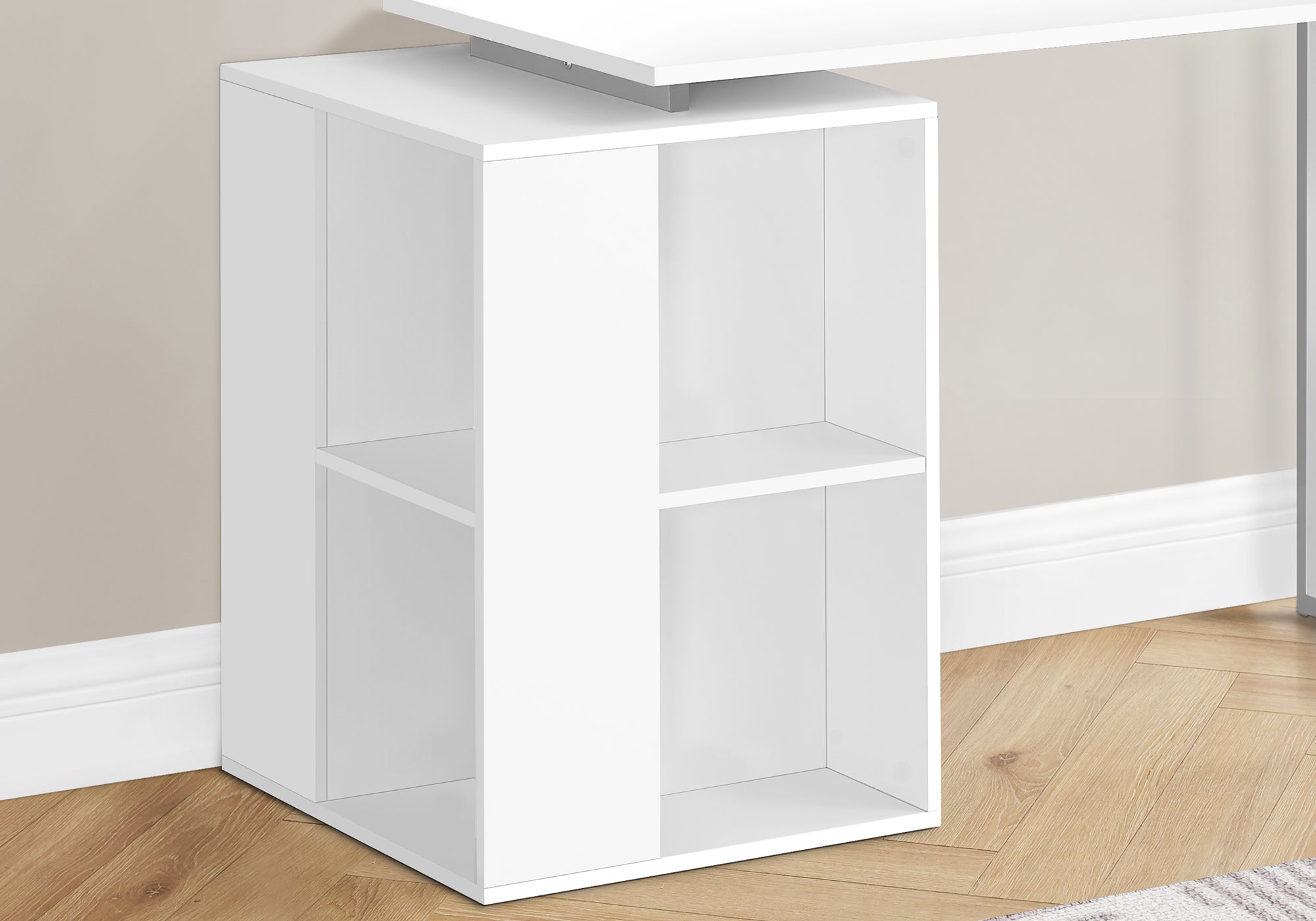 White 55" Modern Desk with Storage and U-Shaped Metal Legs
