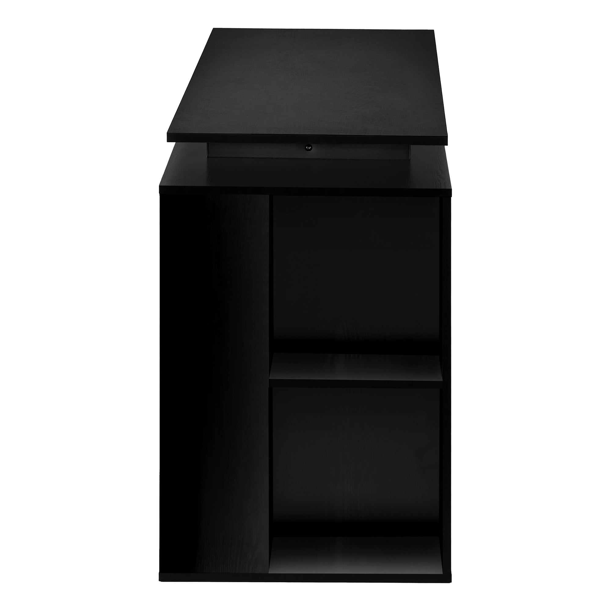 Black 55" Modern Desk with Storage and U-Shaped Metal Legs